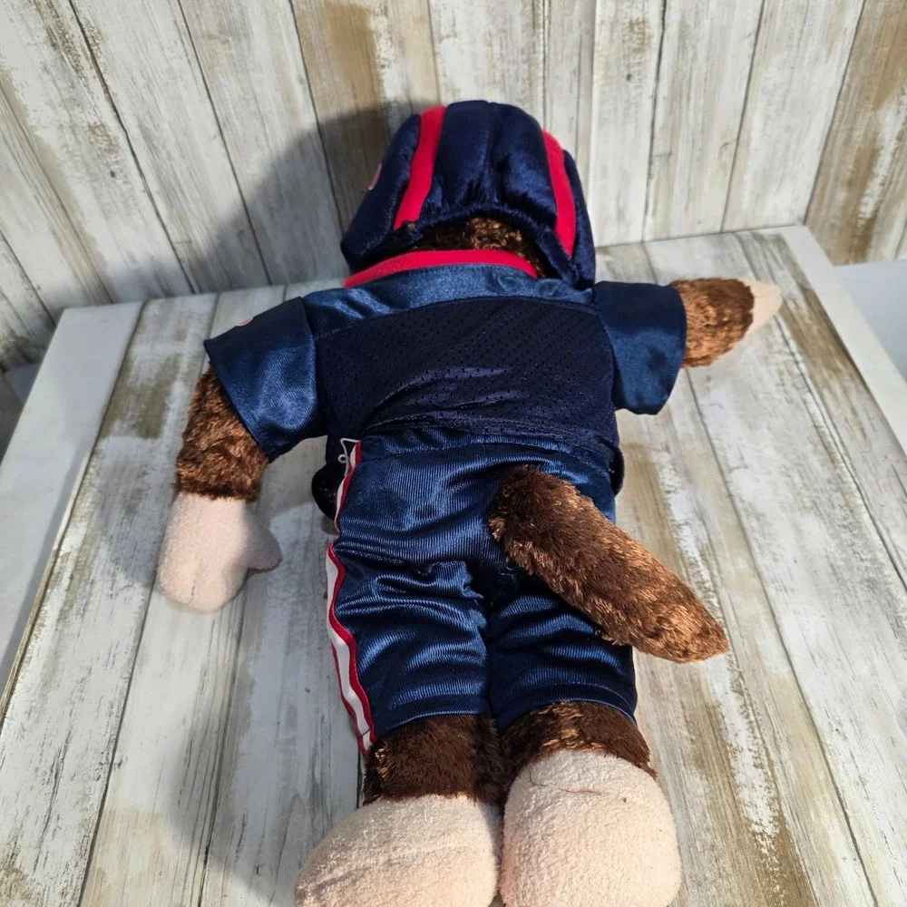 Build-A-Bear Football Monkey Plush Brown Stuffed Animal Navy Blue Uniform No 1